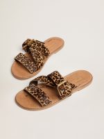 Women's Margaret flat sandals in leopard-print pony skin - Image 2