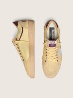Men's Ball Star in yellow suede with silver star and yellow mesh inserts - Image 3