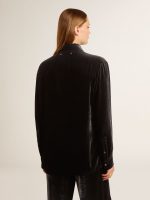 Velvet-effect black shirt with embroidery - Image 11