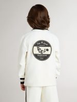 Kids white cotton polo sweatshirt with embroidery on the chest and print on the back - Image 4