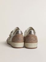 Ball Star LTD in white nappa leather and old rose suede with metallic silver leather star and heel tab - Image 4