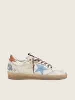Women's Ball Star LTD in white leather with light blue embroidered star