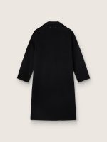 Women's single-breasted black cocoon coat - Image 2