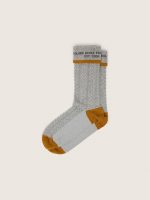 Gray socks with turn-up and orange-colored details