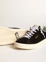 Women's Tennis in black suede with white leather heel tab - Image 3