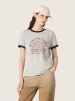 Women's T-shirt in gray melange cotton with print - Image 5