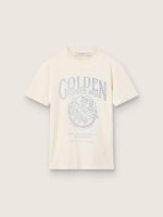 Women's T-shirt in aged white cotton with vintage print