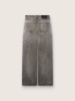 Women's boyfriend jeans in gray denim with silver gradient-effect studs - Image 2