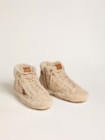 Women's Francy in beige shearling with brown leather star - Image 2
