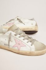 Women's leather Super-Star with pink star and silver heel tab - Image 3