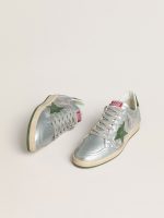 Men's Ball Star in silver nylon with green leather star and heel tab - Image 2