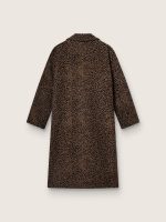 Women's single-breasted cocoon coat in wool with jacquard motif - Image 2