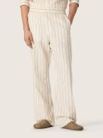 Unisex sweatpants in ecru and sand striped cotton and linen - Image 6