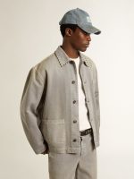 Men's gray denim jacket with studs - Image 2