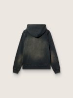 Unisex hooded sweatshirt in black cotton with a bleached effect - Image 2