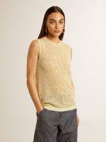 Mesh knit top with sequins and contrasting details - Image 2