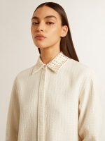 Women's viscose and cotton blend shirt with crystal-embellished collar - Image 6
