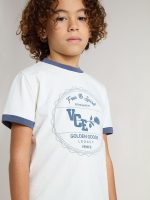 Boys' white T-shirt with blue print - Image 5