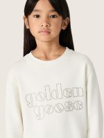 Girls' crew-neck cotton sweatshirt with logo and studs - Image 3