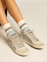 Mid Star in silver glitter with ice-gray suede star and flash - Image 3