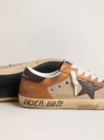Men's Super-Star LTD in beige wool with brown leather star and camel inserts - Image 3