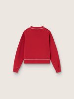 Girls' cropped sweatshirt in red cotton with logo - Image 2