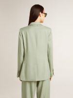 Women's blazer jacket in sage-green wool - Image 4