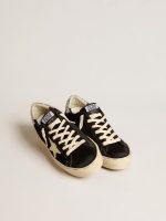 Women's Hi Star in black leather with silver glitter heel tab - Image 2