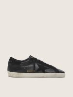 Men's Super-Star in black nappa with black suede star and heel tab