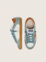Young Super-Star in white and ice-blue leather with orange suede star - Image 3