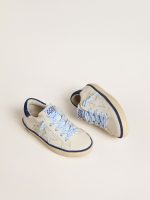 Young Super-Star in white leather with blue suede heel tab - Image 2
