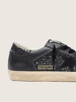 Women's Super-Star in black glitter with black suede star and leather inserts - Image 5