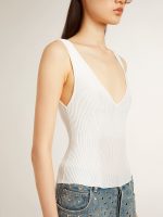 Sleeveless top embroidered with worn-white ribbing - Image 5