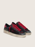 Men's Stardan in black leather with red star and black mesh and red leather inserts - Image 2