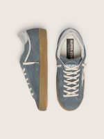 Men's Super-Star in gray suede with white leather star and silver leather heel tab - Image 4