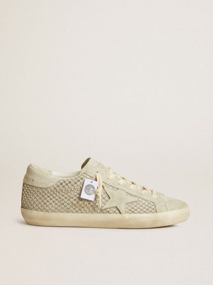 Women's Super-Star with gray suede star and Swarovski crystal mesh