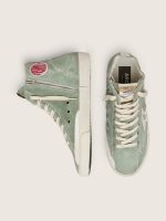 Francy in green suede with silver metallic leather star - Image 3