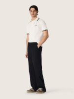 Men's white cotton polo shirt with openwork jacquard pattern - Image 3