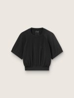 Women's black cropped sports T-shirt