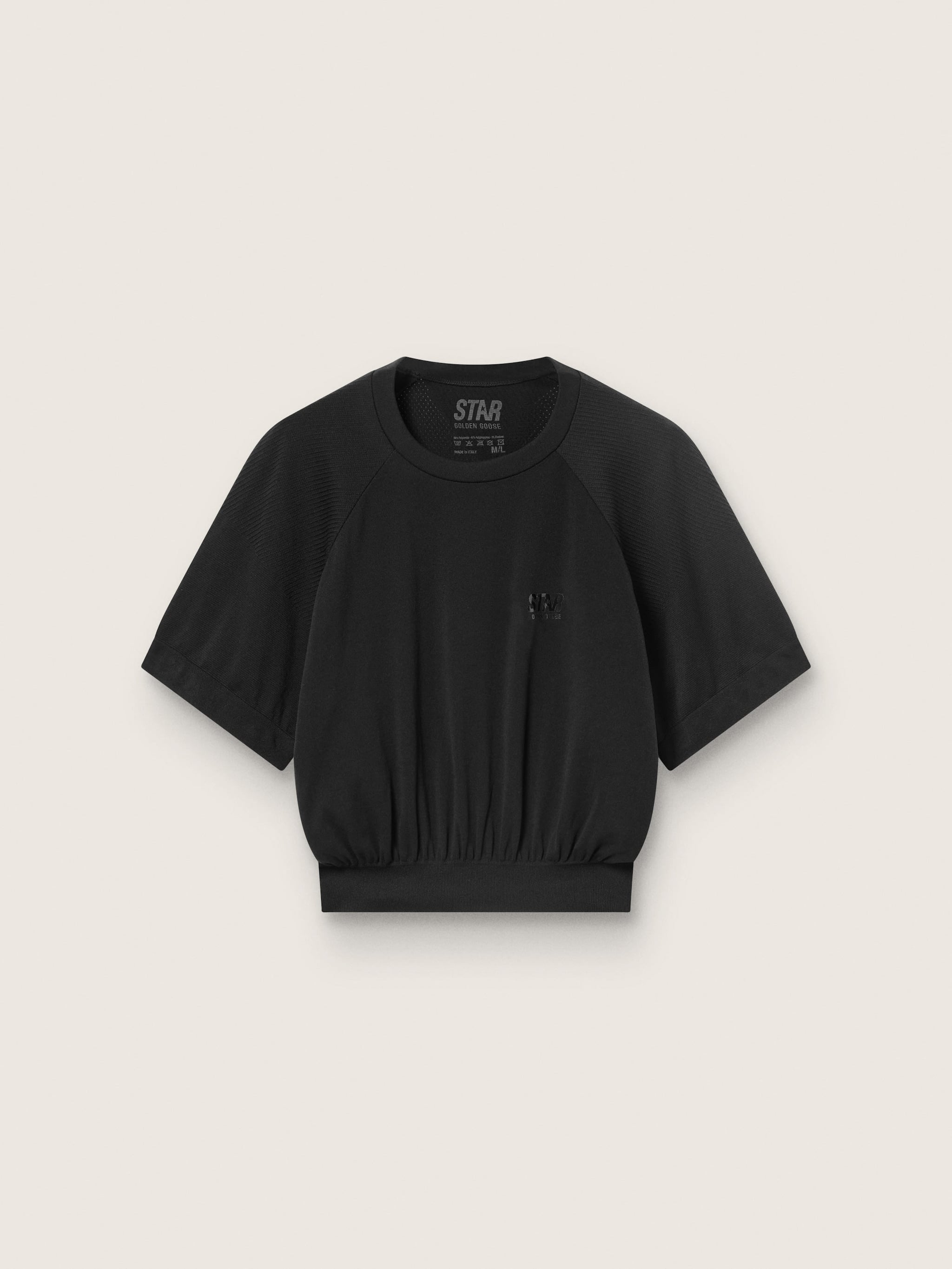 c1e07cdb56d341d6e116574cbeeec6744c6a3fbb8da6111f298d28de8e90e21b Women's black cropped sports T-shirt - Image 1