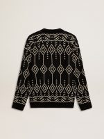 Men's crew neck wool blend sweater with jacquard argyle design - Image 6