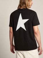 Men's black T-shirt with contrasting white logo and star - Image 4