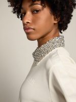 Papyrus white Denise Star Collection zipped sweatshirt with crystal collar - Image 2