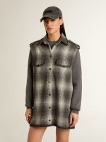 Women's dark gray wool-blend shirt dress - Image 2