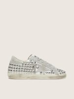 Women's Super-Star in white leather with light gray star and metal studs