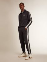 Dark blue sweatshirt with white strip and contrasting blue stars - Image 3