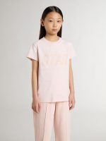 Girls' pink T-shirt with pink print on the front - Image 3