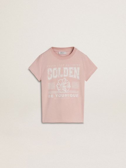 Girls' pink T-shirt with white print