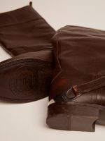 Women's Charlie boots in dark brown leather and clamp on the heel - Image 4