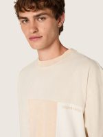 Men's T-shirt in cotton jersey with white and beige patchwork effect - Image 4